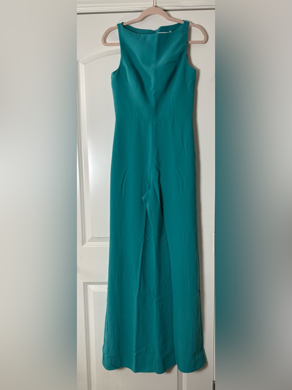 Amanda Uprichard Sleeveless Teal Wide-Leg Jumpsuit Size Small